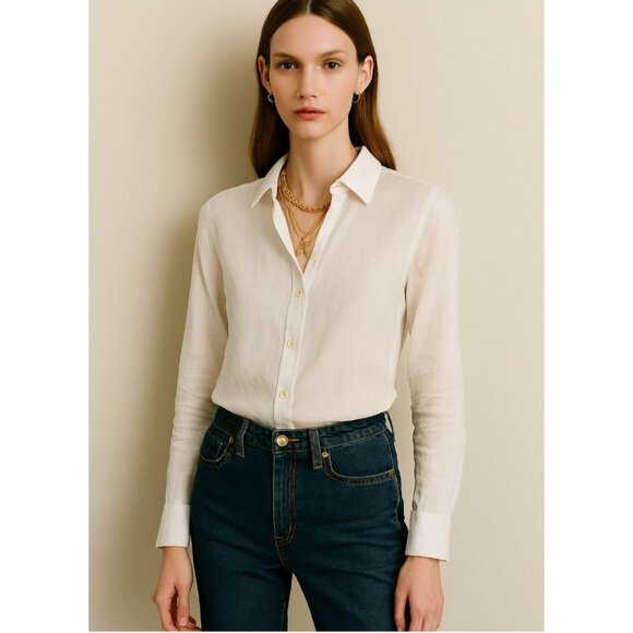 BAIRD McNUTT IRISH LINEN for J.CREW Wren Slim Shirt Size 2 - Picture 13 of 13